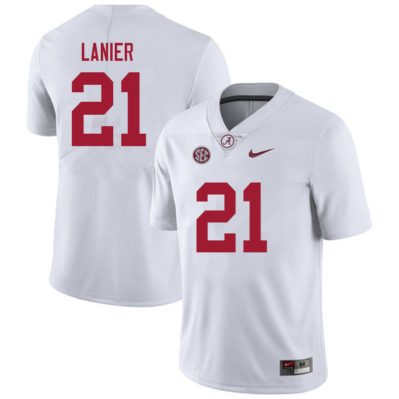 Alabama Crimson Tide Men's Brylan Lanier #21 White NCAA Nike Authentic Stitched 2021 College Football Jersey VE16W51TP